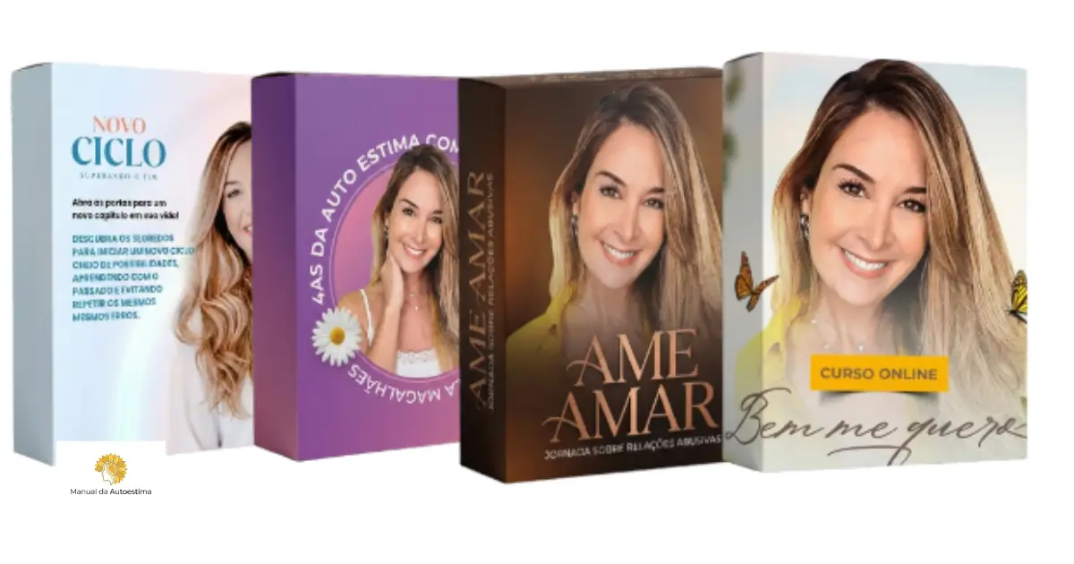 Imagem promocional do Combo A Virada da Pâmela Magalhães mostrando o conceito de transformação emocional de 4 cursos em 1.